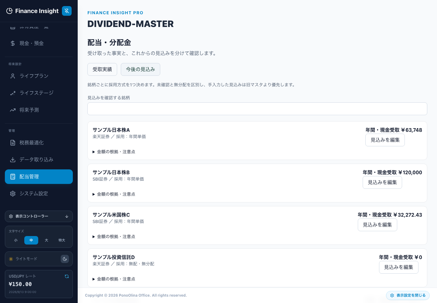 今後の見込み。一つの採用方式と、その計算根拠を銘柄ごとに確認します。